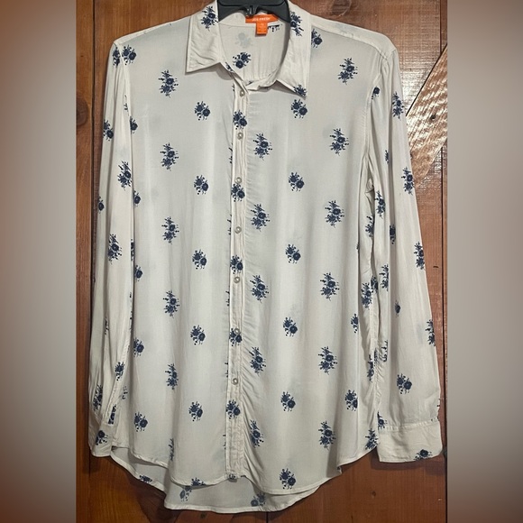 Joe Fresh Long Sleeve Button Down Floral Shirt Sz L - Picture 2 of 14